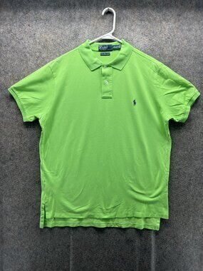 Polo By Ralph Lauren Polo Shirt Mens XL Green Solid Pima Stretch Mesh Casual